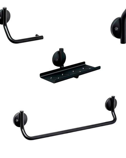 KIT ACCESORIOS BAÑO FV CLIO 4 PIEZAS NEGRO MATE