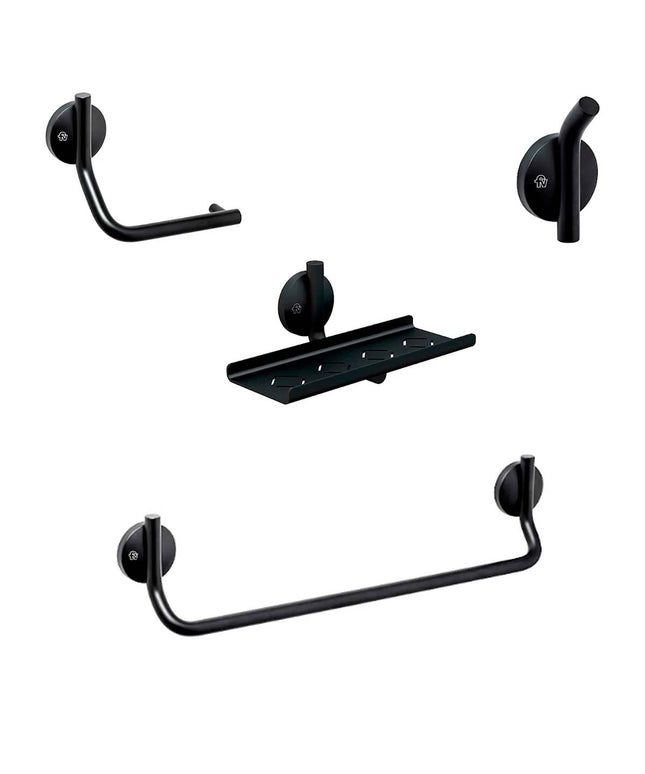 KIT ACCESORIOS BAÑO FV CLIO 4 PIEZAS NEGRO MATE
