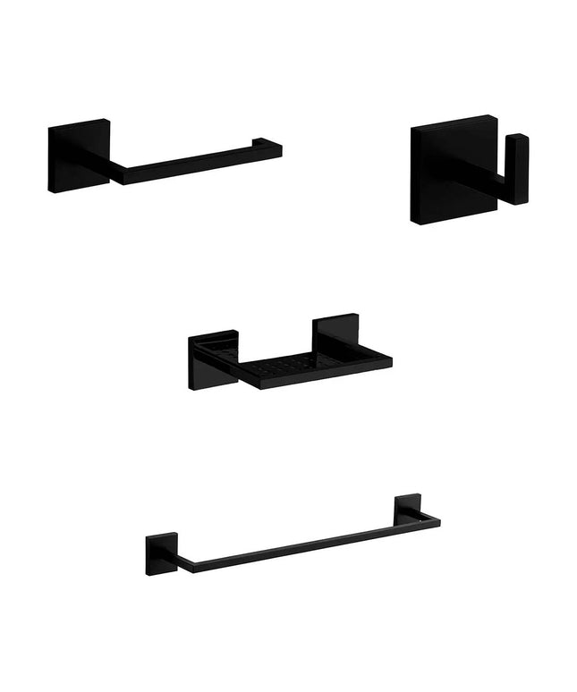 KIT ACCESORIOS BAÑO FV DOMINIC 4 PIEZAS BLACK