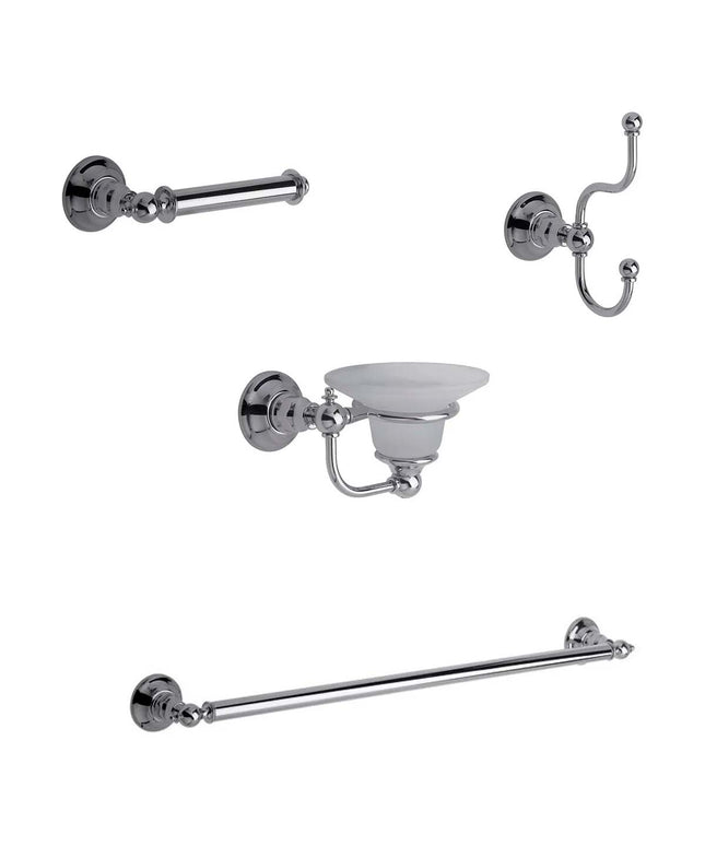 KIT ACCESORIOS BAÑO FV VERMONT 4 PIEZAS CROMO PLATEADO