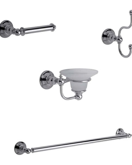 KIT ACCESORIOS BAÑO FV VERMONT 4 PIEZAS CROMO PLATEADO