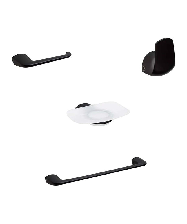 KIT ACCESORIOS BAÑO FV EPUYEN 4 PIEZAS NEGRO MATE