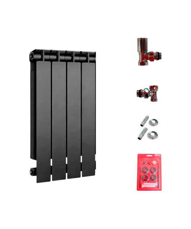 PEISA RADIADOR TROPICAL 500 NEGRO 4 ELEMENTOS + KIT DE INSTALACION