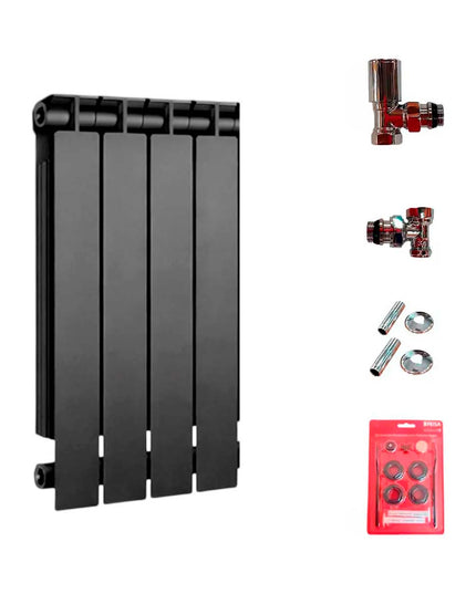 PEISA RADIADOR TROPICAL 500 NEGRO 4 ELEMENTOS + KIT DE INSTALACION