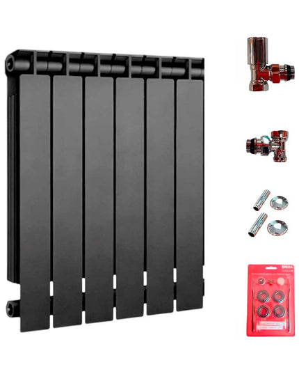 PEISA RADIADOR TROPICAL 500 NEGRO 6 ELEMENTOS + KIT DE INSTALACION