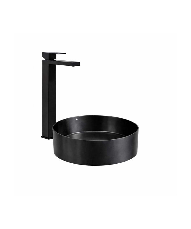 COMBO BACHA APOYAR FERRUM MOLA ACERO INOXIDABLE NEGRA LD400-NM + LAVATORIO ALTO FV 0181.02/85N-NG
