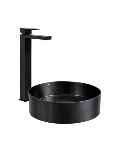 COMBO BACHA APOYAR FERRUM MOLA ACERO INOXIDABLE NEGRA LD400-NM + LAVATORIO ALTO FV 0181.02/85N-NG