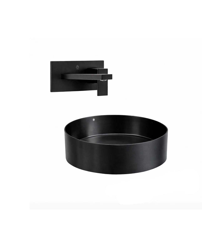 COMBO BACHA APOYAR FERRUM MOLA ACERO INOXIDABLE NEGRA LD400-NM + LAVATORIO PARED FV 0206/85N-NG