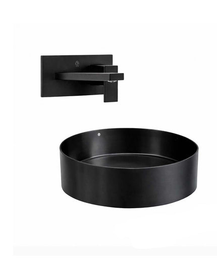 COMBO BACHA APOYAR FERRUM MOLA ACERO INOXIDABLE NEGRA LD400-NM + LAVATORIO PARED FV 0206/85N-NG