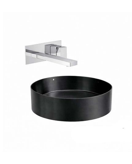 COMBO BACHA APOYAR FERRUM MOLA ACERO INOXIDABLE NEGRA LD400-NM + LAVATORIO PARED FV 0206/85N-CR