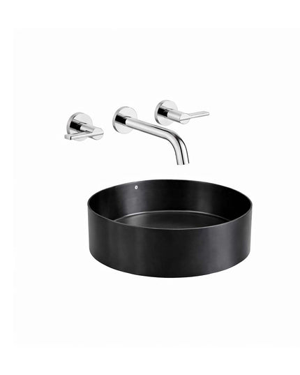 COMBO BACHA APOYAR FERRUM MOLA ACERO INOXIDABLE NEGRA LD400-NM + LAVATORIO PARED FV 0203/G8-CR