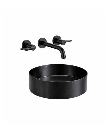 COMBO BACHA APOYAR FERRUM MOLA ACERO INOXIDABLE NEGRA LD400-NM + LAVATORIO PARED FV 0203/G8-NG