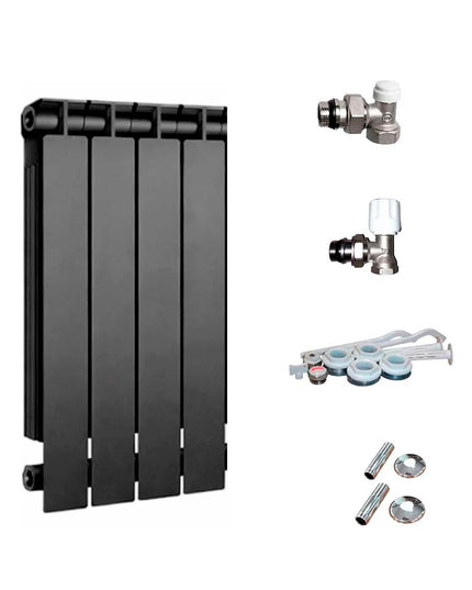 PEISA RADIADOR TROPICAL 500 NEGRO 4 ELEMENTOS + KIT DE INSTALACION