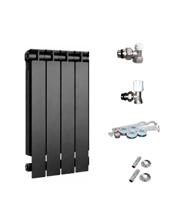 PEISA RADIADOR TROPICAL 500 NEGRO 4 ELEMENTOS + KIT DE INSTALACION