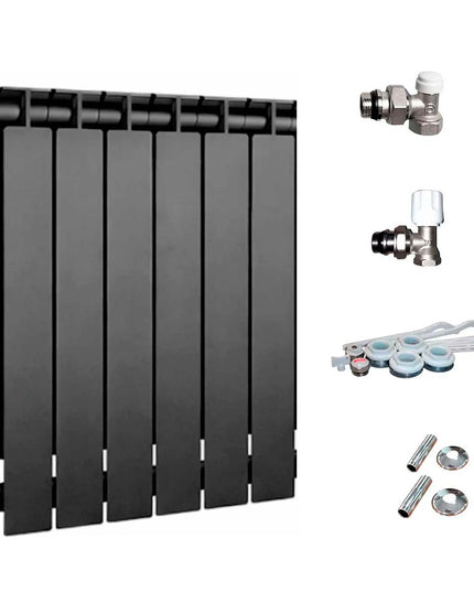 PEISA RADIADOR TROPICAL 500 NEGRO 6 ELEMENTOS + KIT DE INSTALACION