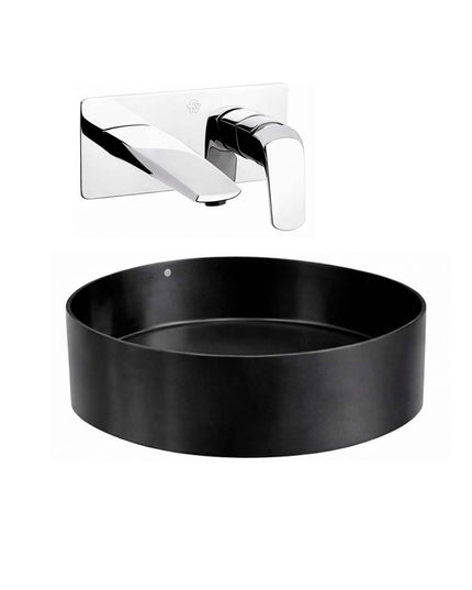 COMBO BACHA APOYAR FERRUM MOLA ACERO INOXIDABLE NEGRA LD400-NM + LAVATORIO PARED FV 0206/L2-CR