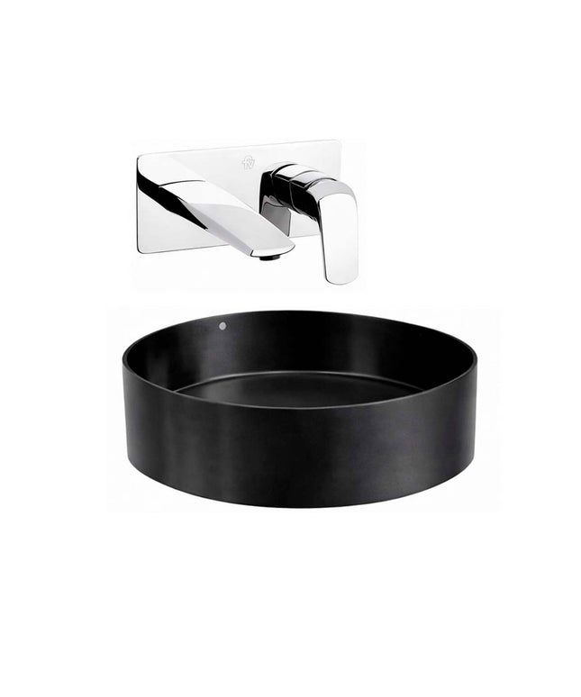 COMBO BACHA APOYAR FERRUM MOLA ACERO INOXIDABLE NEGRA LD400-NM + LAVATORIO PARED FV 0206/L2-CR