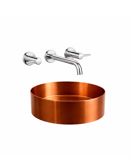 COMBO BACHA APOYAR FERRUM MOLA COBRE ACERO INOXIDABLE LD400-CP+ LAVATORIO PARED FV 0203/G8-CR
