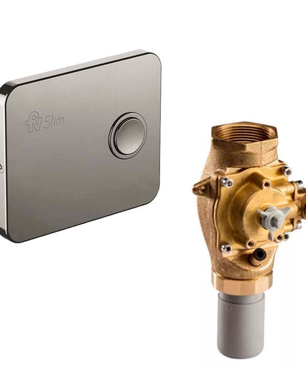 COMBO FV VALVULA SLIM INODORO 0378.01 + TECLA C/BOTON 0378.02-PN POLISHED NICKEL