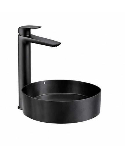 COMBO BACHA APOYAR FERRUM MOLA ACERO INOXIDABLE NEGRA LD400-NM + LAVATORIO ALTO FV 0181.02/L2-NG