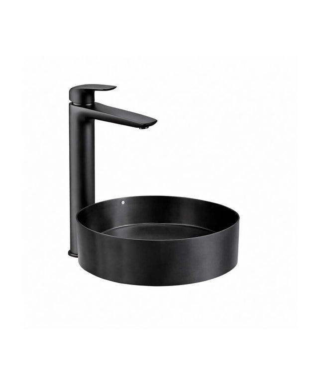 COMBO BACHA APOYAR FERRUM MOLA ACERO INOXIDABLE NEGRA LD400-NM + LAVATORIO ALTO FV 0181.02/L2-NG