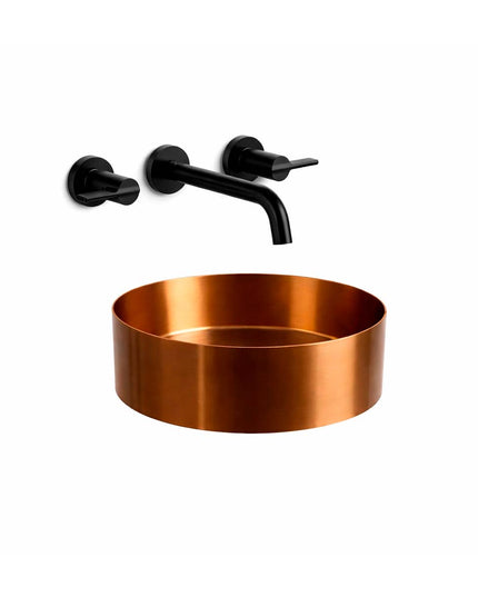 COMBO BACHA APOYAR FERRUM MOLA COBRE ACERO INOXIDABLE LD400-CP+ LAVATORIO PARED FV 0203/G8-NG