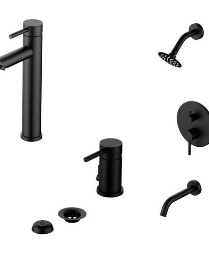 COMBO GRIFERIA FV INOX ONE NEGRO DUCHA 0106/I1-NG + LAVATORIO ALTO 0181.02/I1-NG + BIDE 0189/I1-NG