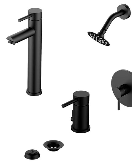COMBO GRIFERIA FV INOX ONE ACERO INOXIDABLE DUCHA 0108/I1-NG + LAVATORIO ALTO 0181.02/I1-NG + BIDE 0189/I1-NG