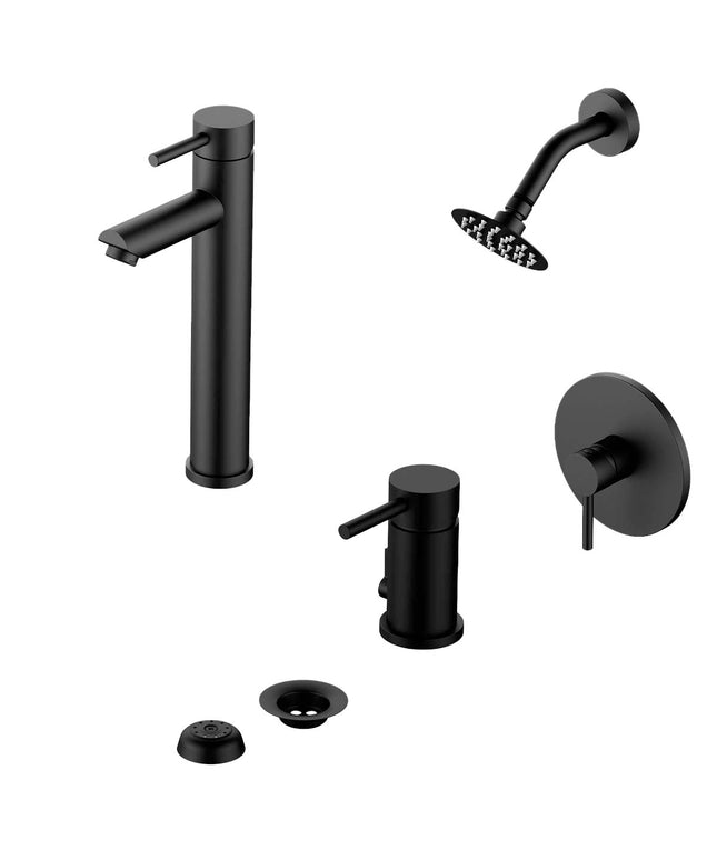 COMBO GRIFERIA FV INOX ONE ACERO INOXIDABLE DUCHA 0108/I1-NG + LAVATORIO ALTO 0181.02/I1-NG + BIDE 0189/I1-NG