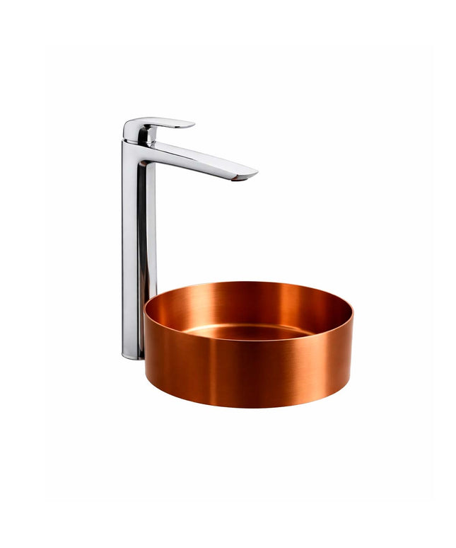 COMBO BACHA APOYAR FERRUM MOLA ACERO INOXIDABLE COBRE LD400-CP + LAVATORIO ALTO FV 0181.02/L2-CR