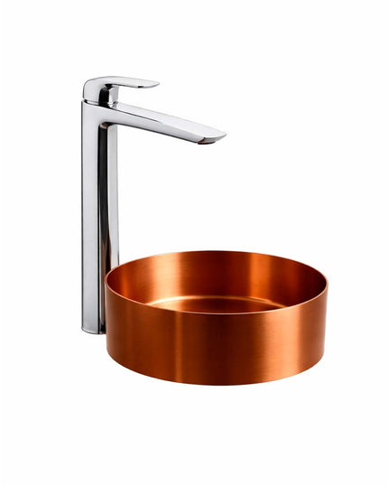COMBO BACHA APOYAR FERRUM MOLA ACERO INOXIDABLE COBRE LD400-CP + LAVATORIO ALTO FV 0181.02/L2-CR