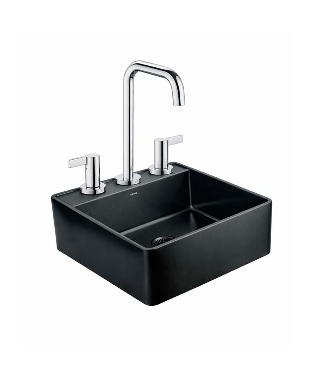 COMBO BACHA APOYAR FERRUM MOLA ACERO INOXIDABLE NEGRO LC413-NM 3AG + LAVATORIO FV 0207A/G8-CR