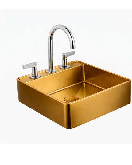 COMBO BACHA APOYAR FERRUM MOLA ACERO INOXIDABLE BRONCE LC413-GB 3AG + LAVATORIO FV 0207/H6-CR