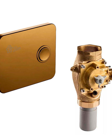 COMBO FV VALVULA SLIM INODORO 0378.01 + TECLA C/BOTON 0378.02-PG POLISHED GOLD