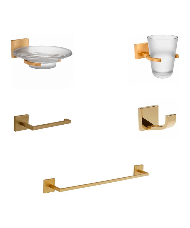 FV KIT ACCESORIOS DOMINIC BRUSHED BRASS 5 PIEZAS