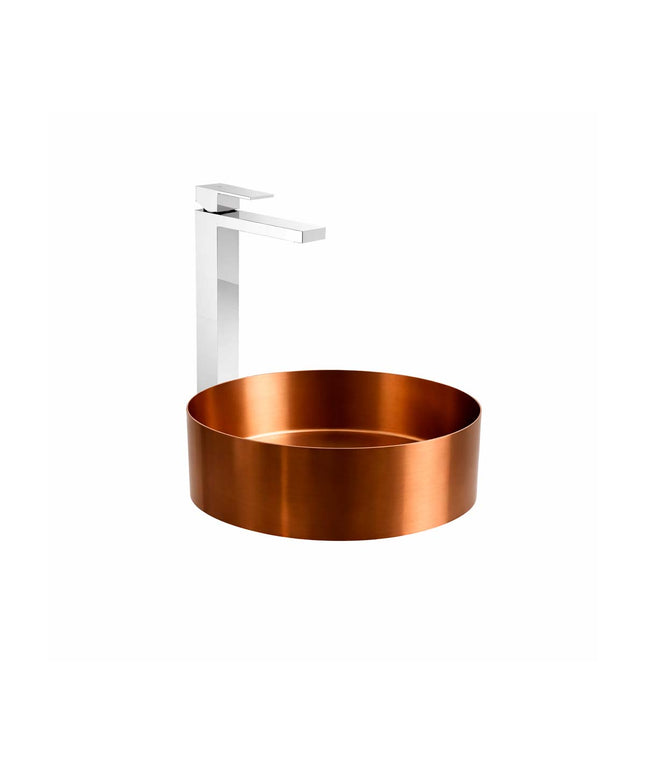 COMBO BACHA APOYAR FERRUM MOLA ACERO INOXIDABLE COBRE LD400-CP + LAVATORIO ALTO FV 0181.02/85N-CR