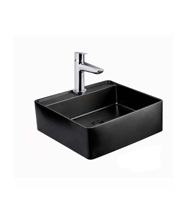 COMBO BACHA APOYAR FERRUM MOLA ACERO INOXIDABLE NEGRO LC411-NM 1AG + LAVATORIO FV 0181/M5-CR