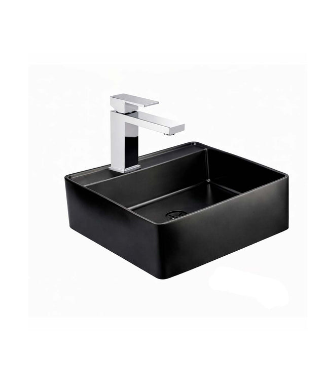 COMBO BACHA APOYAR FERRUM MOLA ACERO INOXIDABLE NEGRO LC411-NM 1AG + LAVATORIO FV 0181/85N-CR