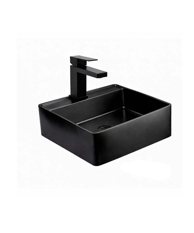 COMBO BACHA APOYAR FERRUM MOLA ACERO INOXIDABLE NEGRO LC411-NM 1AG + LAVATORIO FV 0181/85N-NG