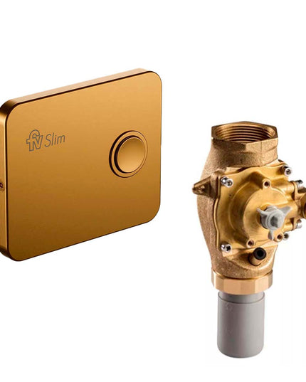 COMBO FV VALVULA SLIM INODORO 0378.01 + TECLA C/BOTON 0378.02-BG BRUSHED GOLD