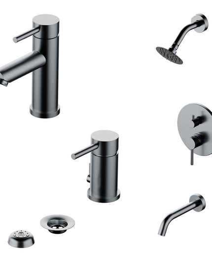 COMBO GRIFERIA FV INOX ONE ACERO INOXIDABLE DUCHA 0106/I1-AI + LAVATORIO 0181/I1-AI + BIDE 0189/I1-AI