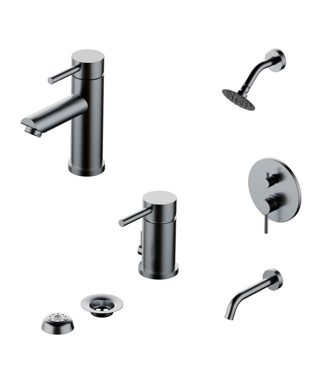 COMBO GRIFERIA FV INOX ONE ACERO INOXIDABLE DUCHA 0106/I1-AI + LAVATORIO 0181/I1-AI + BIDE 0189/I1-AI