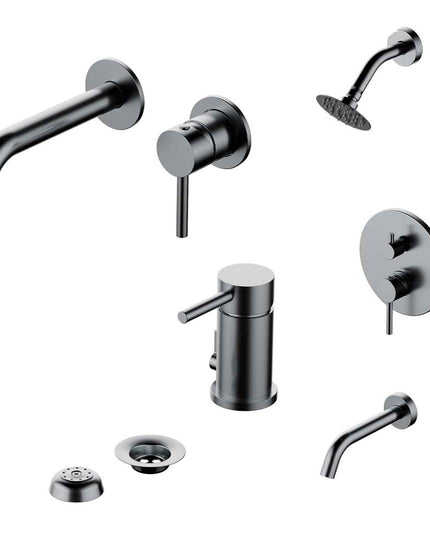 COMBO GRIFERIA FV INOX ONE ACERO INOXIDABLE DUCHA 0106/I1-AI + LAVATORIO PARED 0206/I1-AI + BIDE 0189/I1-AI