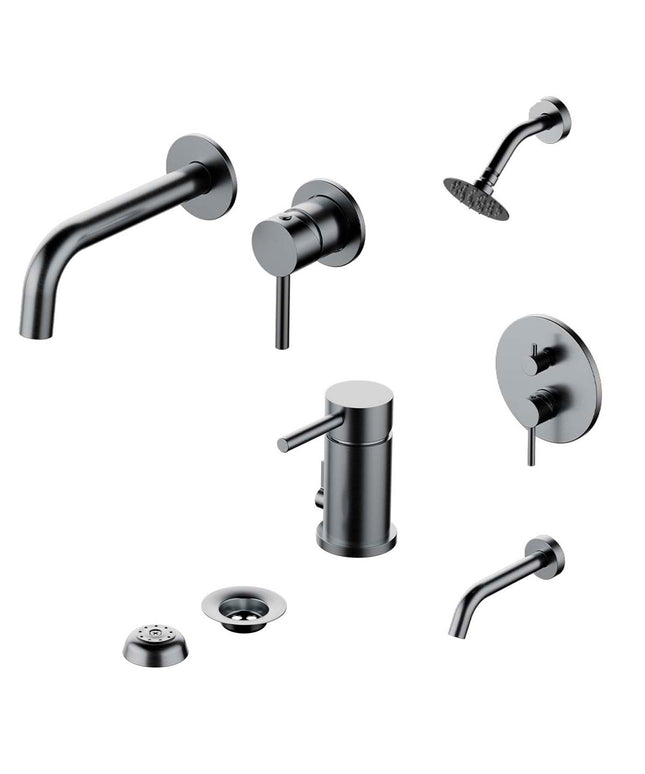 COMBO GRIFERIA FV INOX ONE ACERO INOXIDABLE DUCHA 0106/I1-AI + LAVATORIO PARED 0206/I1-AI + BIDE 0189/I1-AI