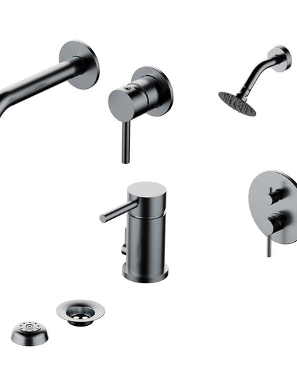 COMBO GRIFERIA FV INOX ONE ACERO INOXIDABLE DUCHA 0108/I1-AI + LAVATORIO PARED 0206/I1-AI + BIDE 0189/I1-AI