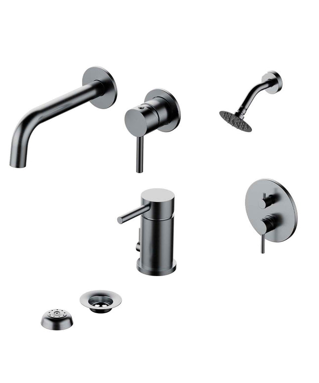 COMBO GRIFERIA FV INOX ONE ACERO INOXIDABLE DUCHA 0108/I1-AI + LAVATORIO PARED 0206/I1-AI + BIDE 0189/I1-AI