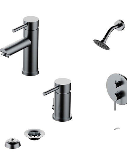 COMBO GRIFERIA FV INOX ONE ACERO INOXIDABLE DUCHA 0108/I1-AI + LAVATORIO 0181/I1-AI + BIDE 0189/I1-AI