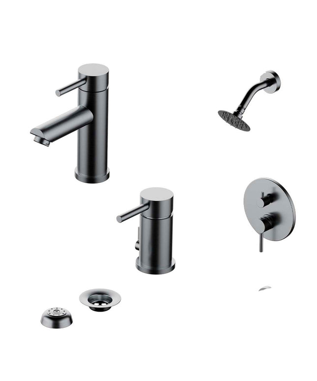 COMBO GRIFERIA FV INOX ONE ACERO INOXIDABLE DUCHA 0108/I1-AI + LAVATORIO 0181/I1-AI + BIDE 0189/I1-AI