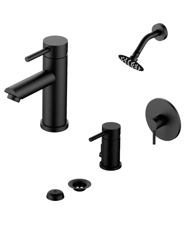 COMBO GRIFERIA FV INOX ONE ACERO INOXIDABLE DUCHA 0108/I1-NG + LAVATORIO 0181/I1-NG + BIDE 0189/I1-NG