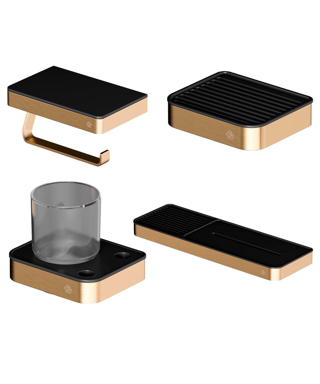FV KIT ACCESORIOS BAÑO INOX ONE BRUSHED BRASS 4 PIEZAS 0167/I1-BB + 0168.01/I1-BB + 0168/I1-BB + 0169/I1-BB